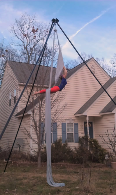 Aerial Dancer in Backyard